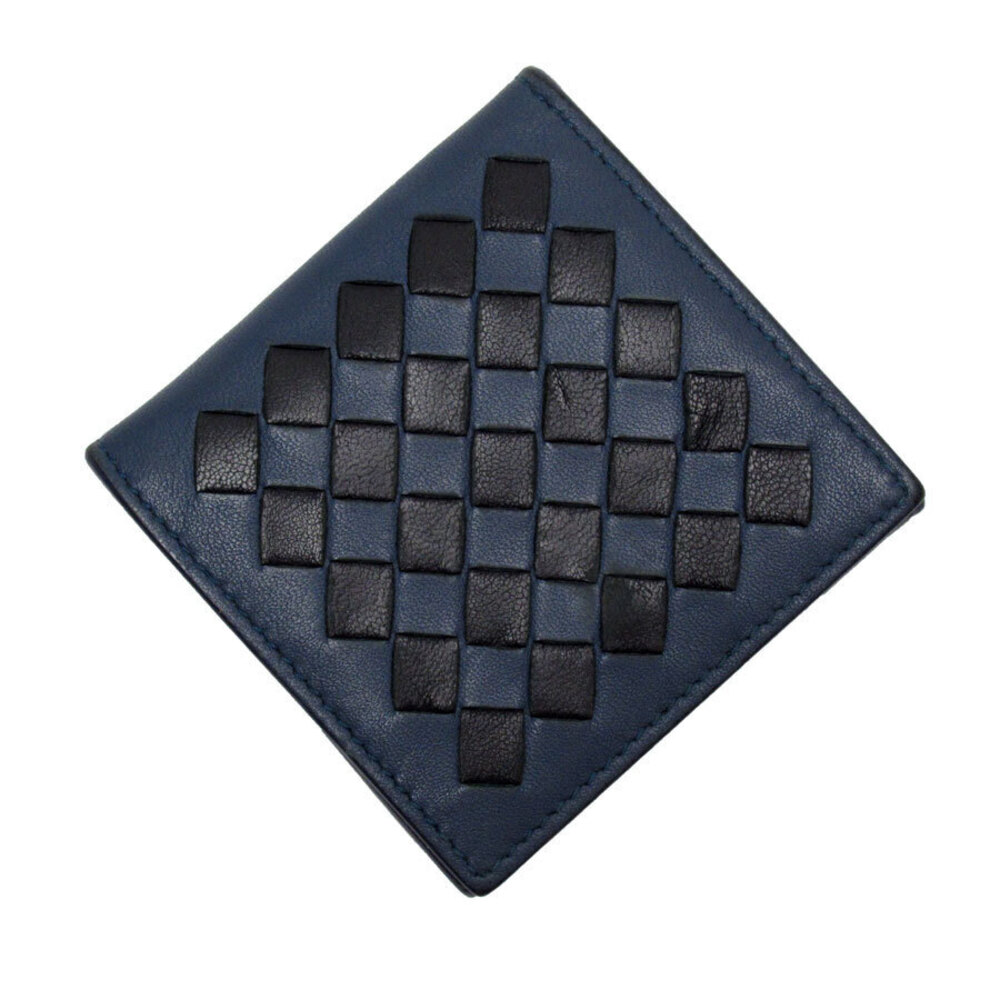 Bottega Veneta coin case Wallet Intrecciato leather Navy Blue